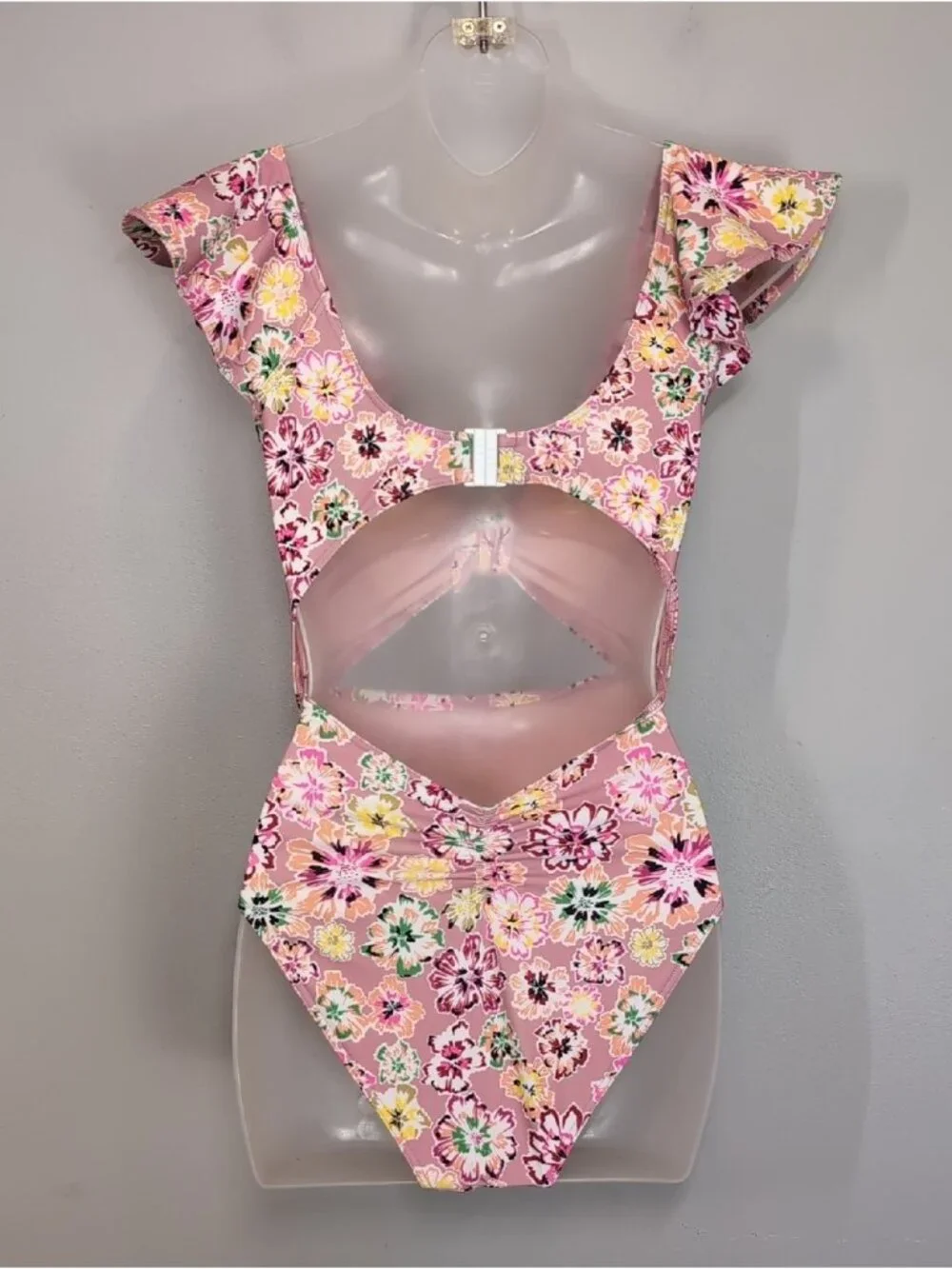 Tanya Taylor Coraline Pink Floral Knot One Piece Swimsuit Womens Size Small